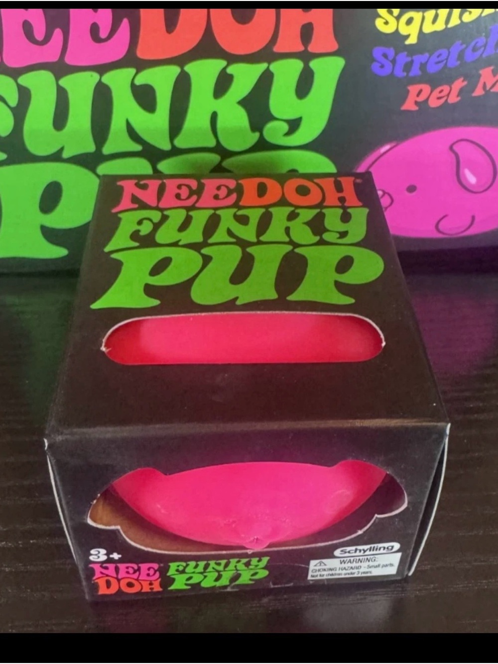Needoh Pink Funky PUP - Squish Me - Pet Me - Pinch Me - Squeeze Me - Schylling
